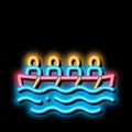 Academic Rowing Canoeing neon glow icon illustration