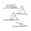 Academic rowing contour vector illustration, academic rowing vector sketch illustration