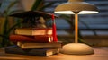 Academic Success Symbolized by Graduation Cap and Books Royalty Free Stock Photo