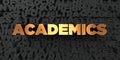 Academics - Gold text on black background - 3D rendered royalty free stock picture