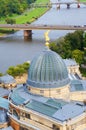 Academy of Art in Dresden and Elbe river Royalty Free Stock Photo