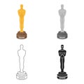 Academy award icon in cartoon style isolated on white background. Films and cinema symbol stock vector illustration.