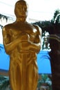 Academy award Oscar statue. Cinema nomination and trophy. Golden Oscar.