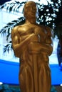Academy award Oscar statue. Cinema nomination and trophy. Golden Oscar.