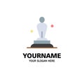 Academy, Award, Oscar, Statue, Trophy Business Logo Template. Flat Color