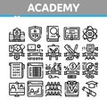 Academy Educational Collection Icons Set Vector