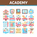 Academy Educational Collection Icons Set Vector