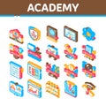 Academy Educational Isometric Icons Set Vector