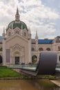 Academy of Fine Arts  with the Festina Lente bridge in the foreground, Sarajevo, Bosnia and Herzegovina. Royalty Free Stock Photo