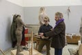 Famous sculptor Dado Stosic with student at Art Academy in Zagreb, Croatia