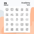 25 Academy Icon Set. 100% Editable EPS 10 Files. Business Logo Concept Ideas Line icon design Royalty Free Stock Photo