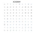 academy icons, signs, outline symbols, concept linear illustration line collection