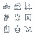 academy line icons. linear set. quality vector line set such as cosmology, chemistry, list, biology, physics, teacher, calculus, Royalty Free Stock Photo