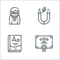 Academy line icons. linear set. quality vector line set such as degree, grammar, physics