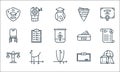 Academy line icons. linear set. quality vector line set such as geometry, algebra, law, whiteboard, calculus, chair, pencil case,