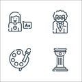 academy line icons. linear set. quality vector line set such as history, art, teacher