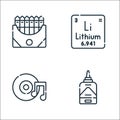 Academy line icons. linear set. quality vector line set such as liquid glue, music, lithium