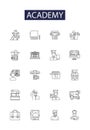 Academy line vector icons and signs. education, study, student, university, knowledge, academic, school,college outline