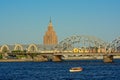 Academy of sciences building, market hall and railway bridge , Riga, Latvia