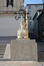 Academy Square and female statue in Conegliano, Veneto, Italy Royalty Free Stock Photo