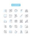 Academy vector line icons set. Academy, Education, Learning, School, Institute, College, University illustration outline Royalty Free Stock Photo