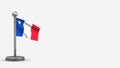 Acadia 3D waving flag illustration on tiny flagpole. Royalty Free Stock Photo