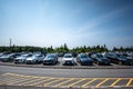 Acadia National Park, Maine, USA - 8.2021: Limited parking with full lot at Cadillac Mountain