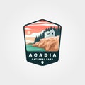 Acadia national park sticker patch logo design, vintage us national park collection illustration design