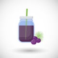 Acai berries smoothie flat icon