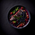 Acai bowl. Fruit salad with strawberries and blueberries Royalty Free Stock Photo