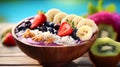 Acai Bowl made with Acai berries blended with banana, AI Generated