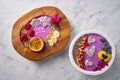 Acai bowls smoothie with passion fruit pitaya