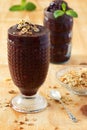 Acai frozen pulp juice in glass with muesli Royalty Free Stock Photo