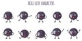 Acai fruit cute funny cheerful characters with different poses and emotions