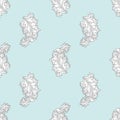 Acanthus leaf seamless pattern design on light blue background, vector