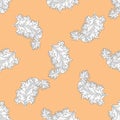 Acanthus leaf seamless pattern design on peach color background, vector