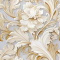 Acanthus leaves seamless foliage pattern, medieval vintage style, painted baroque botanical leaves