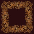 Acanthus plant leaves arranged in intricate square frame. Popular decorative motif in antiquity and baroque art. Tattoo