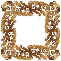 Acanthus plant leaves arranged in intricate square frame. Popular decorative motif in antiquity and baroque art. Tattoo