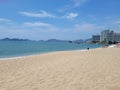 Acapulco bay from Icacos beach seen from the sand Royalty Free Stock Photo