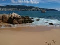 Acapulco Bay with rocks and sand beach Royalty Free Stock Photo