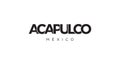 Acapulco in the Mexico emblem. The design features a geometric style, vector illustration with bold typography in a modern font. Royalty Free Stock Photo