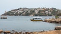 Acapulco, Mexico - May 12, 2019: summer seaside landscape with port or harbour and boat