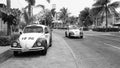 Acapulco, Mexico - May 12, 2019: Volkswagen beetle taxi retro sport car, corner view