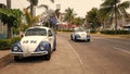 Acapulco, Mexico - May 12, 2019: Volkswagen beetle taxi retro sport car, corner view