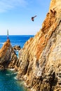 ACAPULCO, MEXICO - NOVEMBER 23, 2016: Cliff diver in the free fly Royalty Free Stock Photo