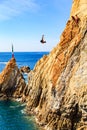 ACAPULCO, MEXICO - NOVEMBER 23, 2016: Cliff diver in the free fly Royalty Free Stock Photo