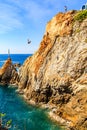 ACAPULCO, MEXICO - NOVEMBER 23, 2016: Cliff diver in the free fly Royalty Free Stock Photo