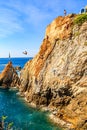 ACAPULCO, MEXICO - NOVEMBER 23, 2016: Cliff diver in the free fly Royalty Free Stock Photo