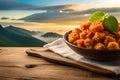 acaraje brazilian food in table with beautiful nature background ai generated